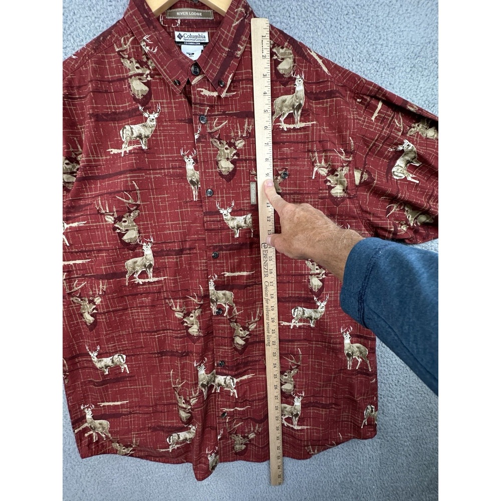 Columbia River Lodge Shirt Mens XL Red Whitetail Deer Long Sleeve Button Up - Picture 8 of 9